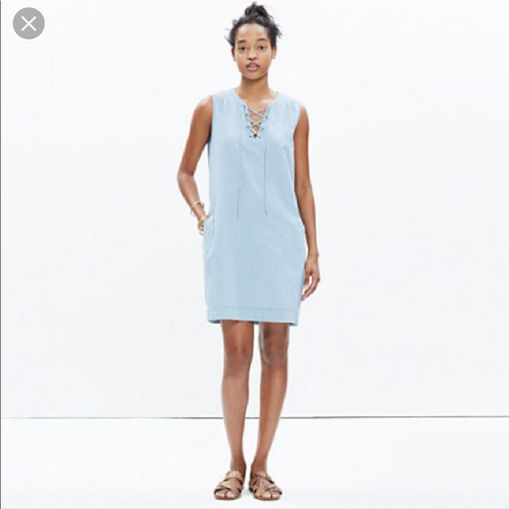 Madewell Chambray Lace-up Shift Dress